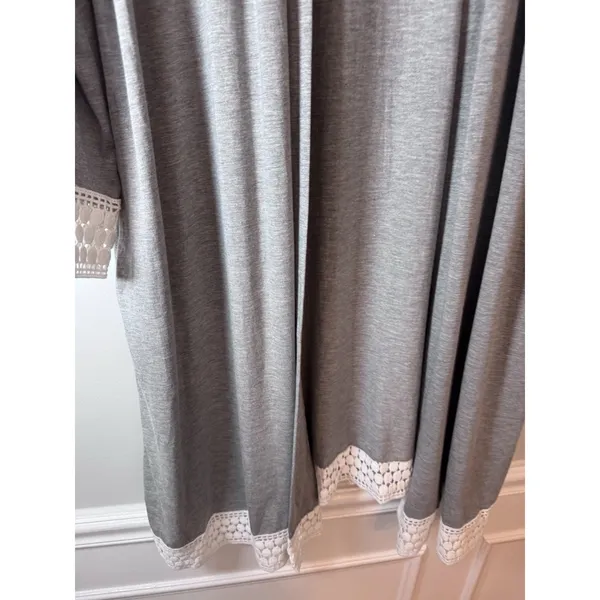 Angel Maternity Womens Sz XL/2XL Bamboo Robe Grey Crochet Trim Hospital Robe NWT - Image 4