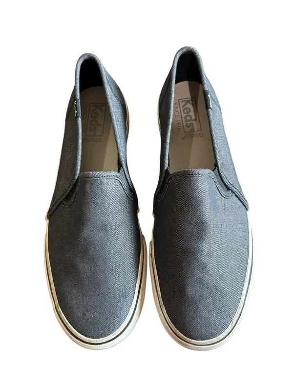 Keds Womens 7.5 Grey Canvas Slip On Sneakers WF59047 USED - Image 3