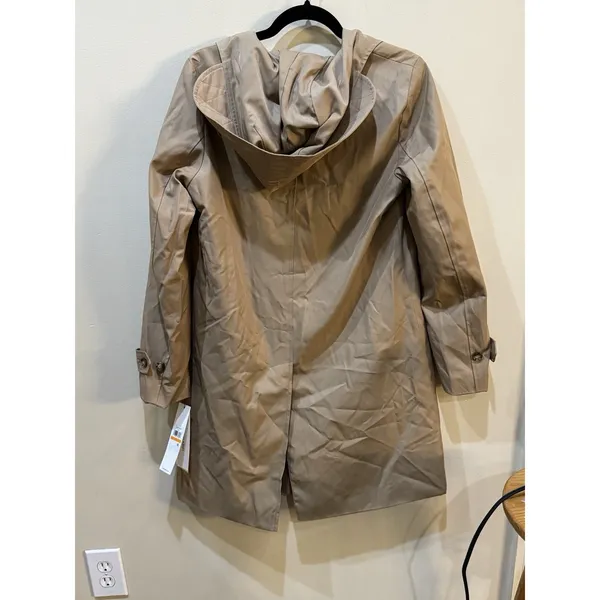 Calvin Klein Water Resistant A-Line Trench Coat Tan Size Small Hooded - Image 7