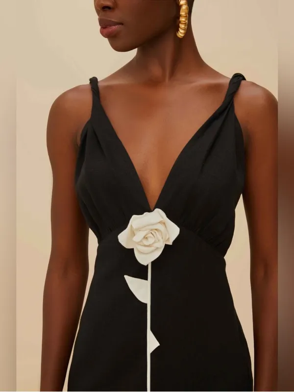 Farm Rio Black and White Rose Mini Dress XS - Image 3