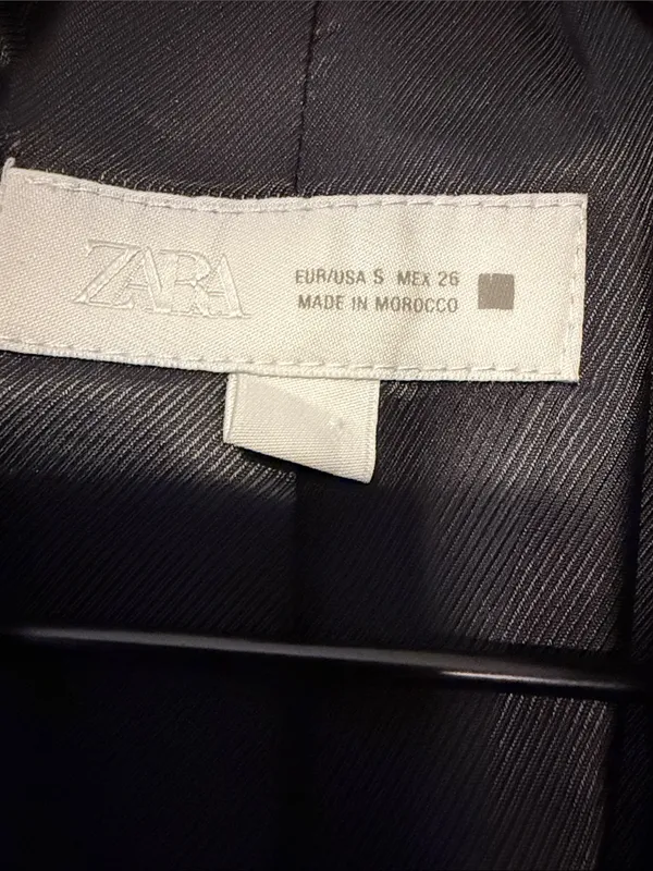 Zara Longline Blazer with Shoulder Pads Black Size Small - Image 5