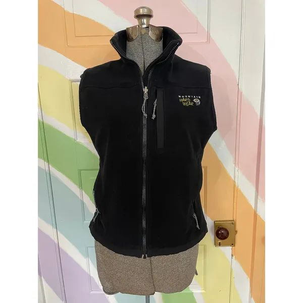 Mountain Hardwear Womens Black Fleece Vest Full Zip Hiking Outdoor Size 8 - Image 2