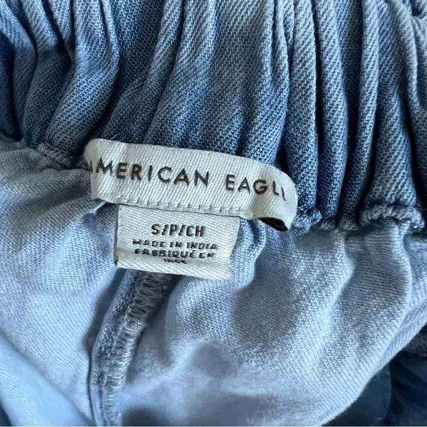 American Eagle Pull On Paperbag Chambray Pants 100% Cotton Small - Image 2