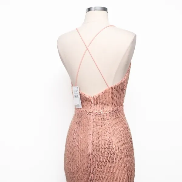 Liv Foster - Rosy‎ Peach Sequin Draped Plunge V-Neck Mini Dress - Image 14