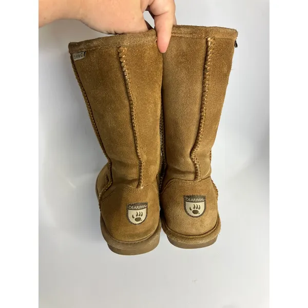 Bearpaw shearling pull on boots women's size 10 tan brown suede winter cozy‎ - Image 5