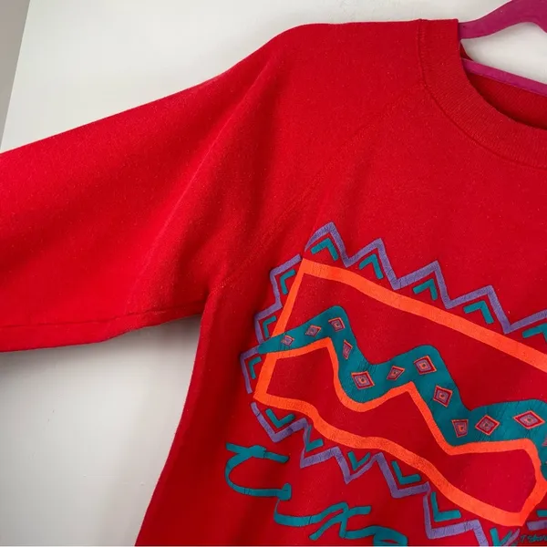 Vtg Y2K Texas Pullover Sweatshirt Sz Medium Aztec Western - Image 7