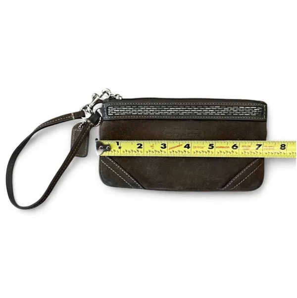 Coach Suede Leather Wristlet Brown - Image 7