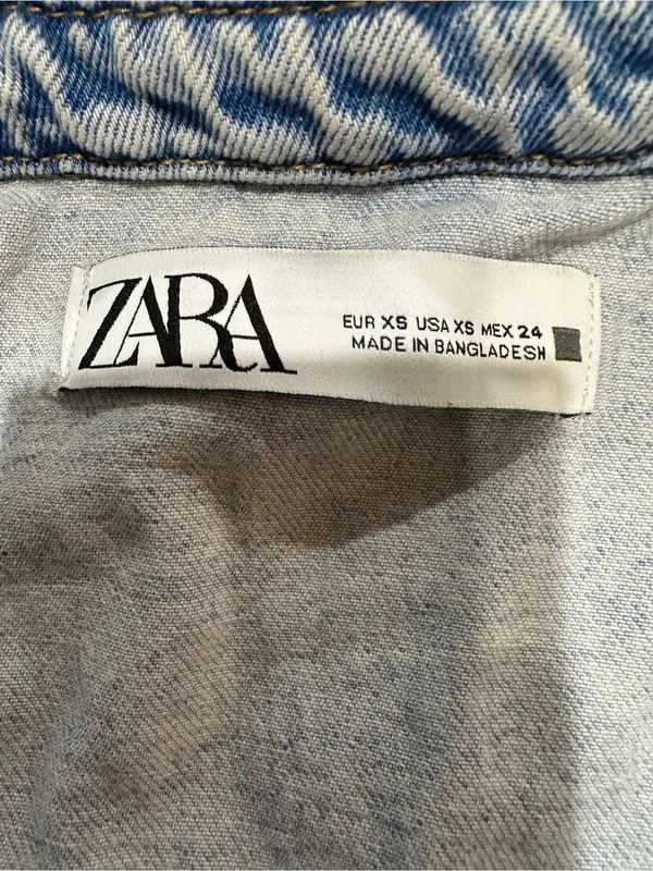 ZARA Light Blue Acid‑Wash Denim Romper – Size XS (Fits Small) - Image 13