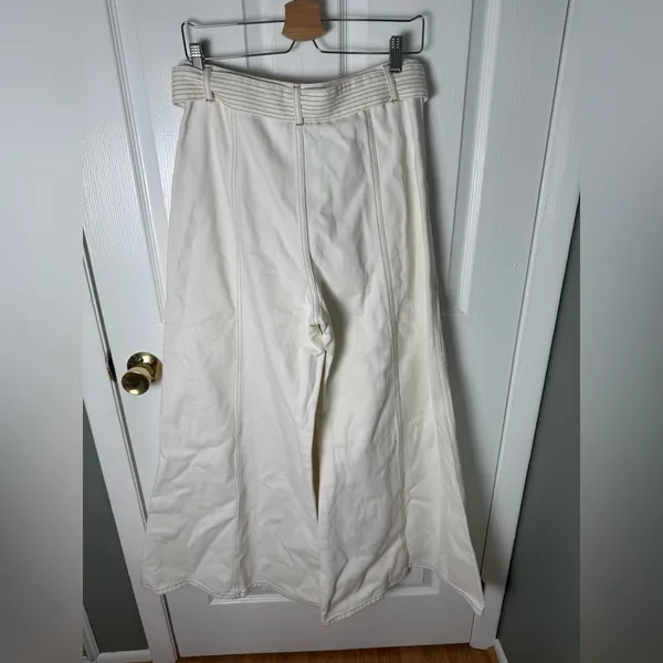 Farm Rio Belted Wide-Leg Twill Pants M - Image 5