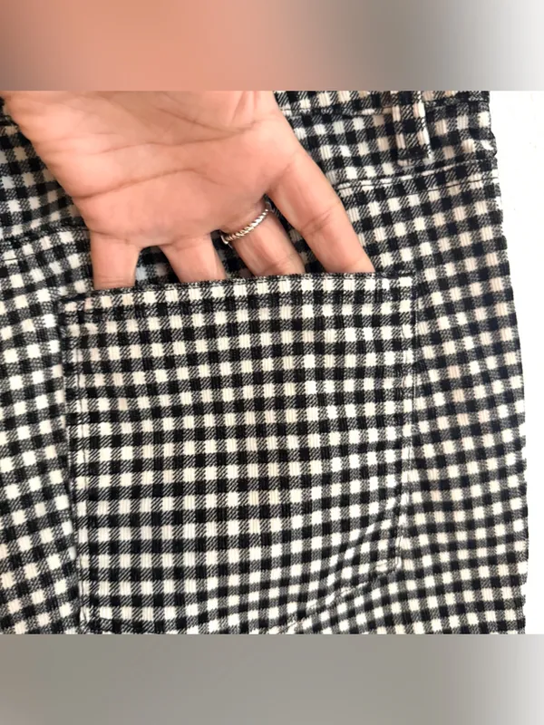 Talbots Womens Pants Black White Plaid Corduroy High Waist Straight Leg Size 12 - Image 7