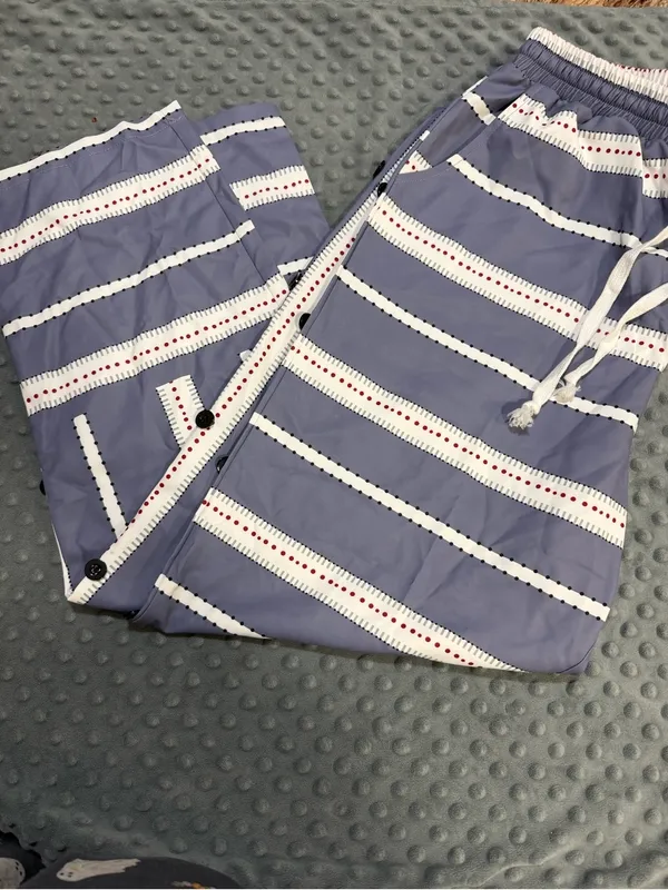 Women’s Blue Striped Drawstring Trousers Size L - Image 2