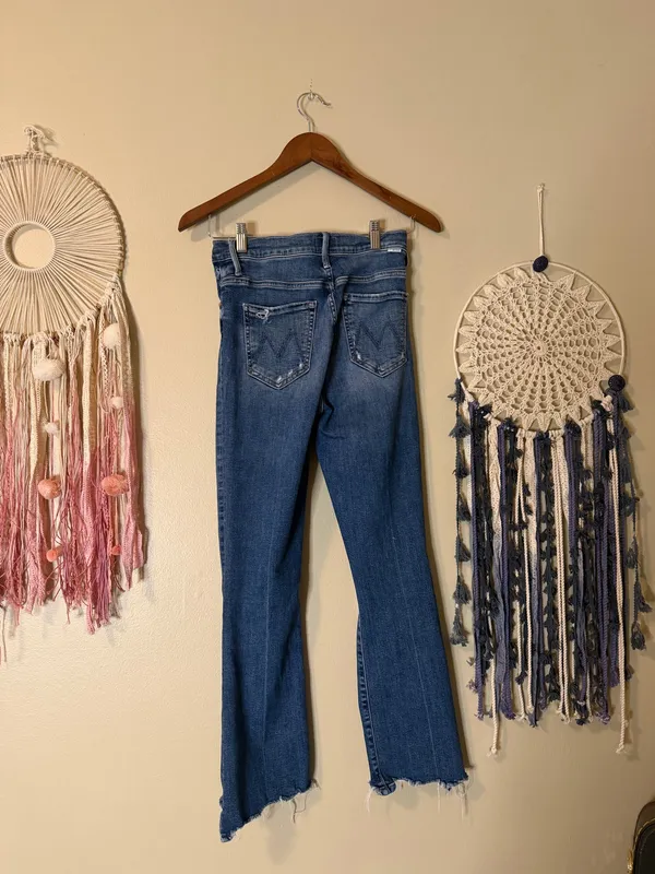 MOTHER The Insider Crop Step Chew Denim Jeans Blue Size 26 - Image 4