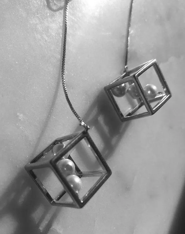 Urban Outfitters Silver Cube Earrings - Image 3