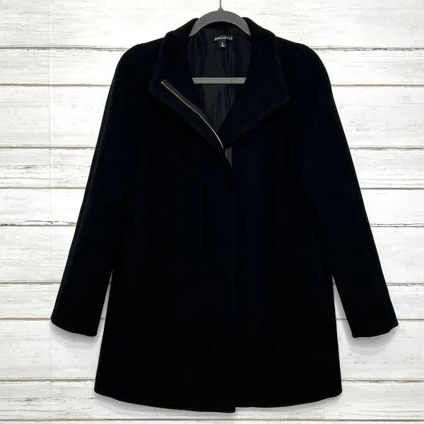 J.Crew Mercantile Black Wool Blend Zip Front Coat Women’s Size 6 - Image 2