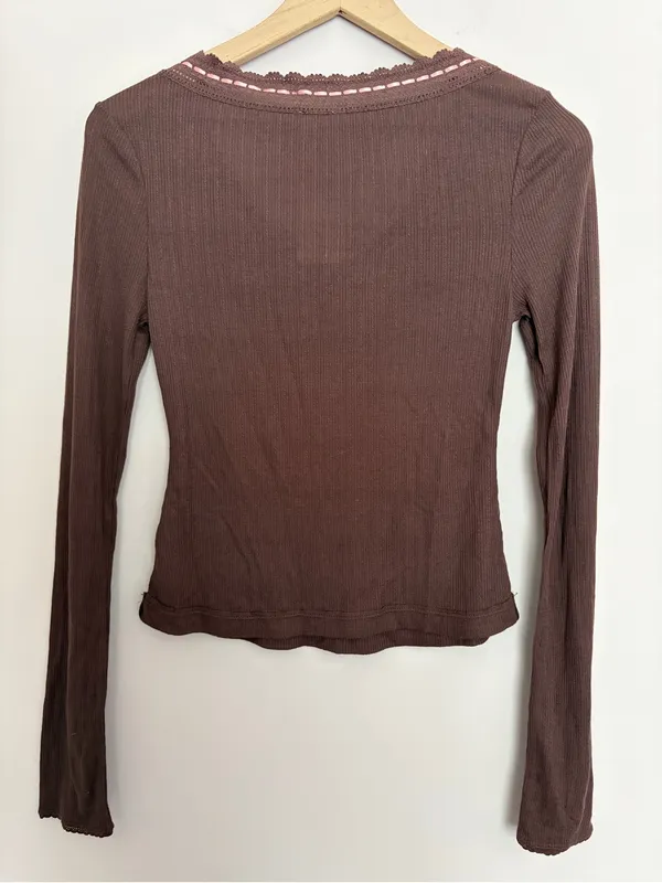 NWT FP Intimately Only You Long Sleeve Chocolate Brown XS - Image 3