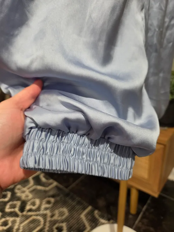 Zara Light Blue Satin Track Pants - Image 4