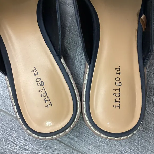 Indigo Rd Irharsen Slide On Loafers Black Braid Detail Size 9 - Image 9