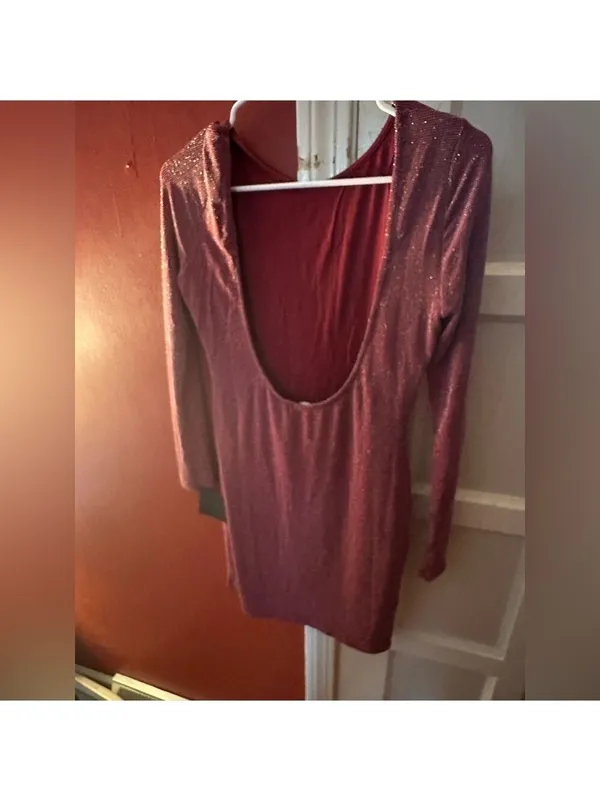 Lulus Gift of Love Red and Silver Backless Long Sleeve Bodycon Dress - Image 9