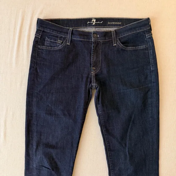 7 For All Mankind Roxanne Slim Illusion Skinny Jeans Womens 31 Dark Wash Denim - Image 9