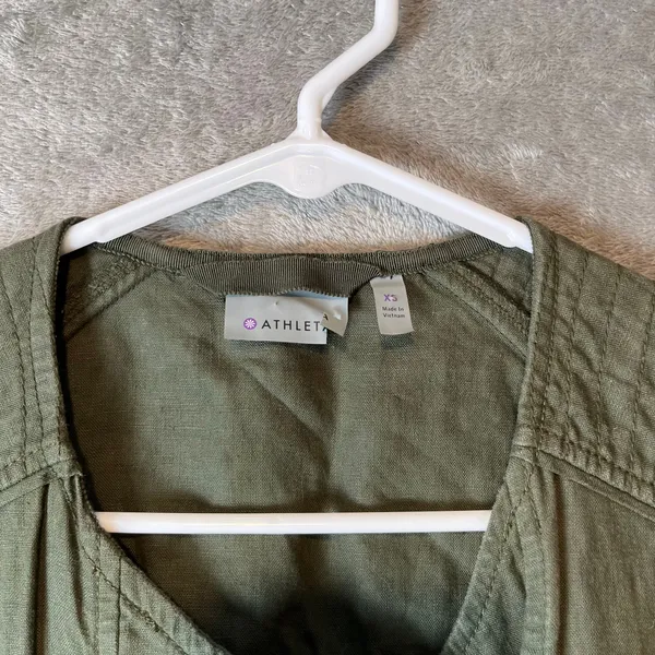 Athleta Wanderbout‎ Olive Green Linen Utility Vest Size XS - Image 2