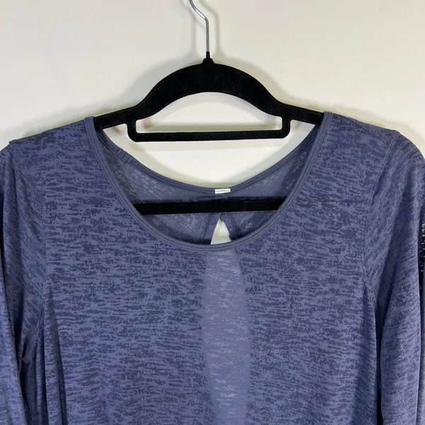 Lululemon Long Sleeve Open Back Cowl‎ Neck Burnout Top Blue Yoga Shirt - Image 2