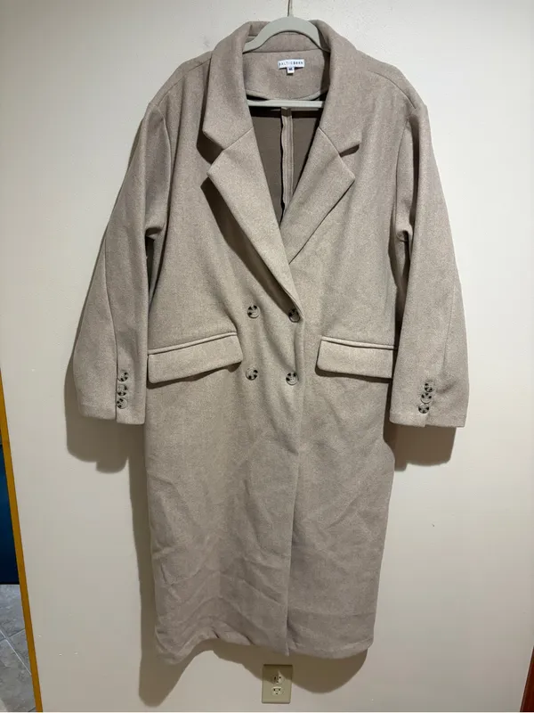 Baltic Born Anderson Double Breasted Long Coat Natural Size M/L - Image 4