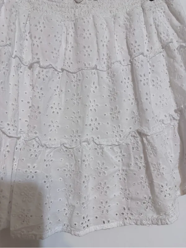 Justice White Eyelet Tiered Mini Skirt girls plus 16/18 - Image 4