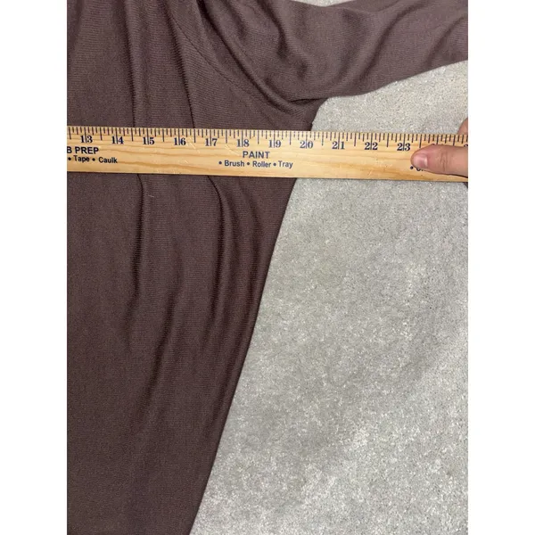 womens heather a‎ symmetrical hem brown long sleeve Small Brown Modal USA - Image 6