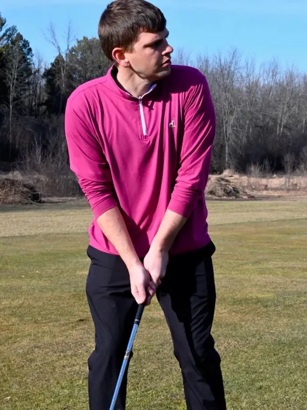 Proud 90 Golf is Fun Men’s XL Quarter Zip Pullover Magenta Golf Athletic Outdoor - Image 2