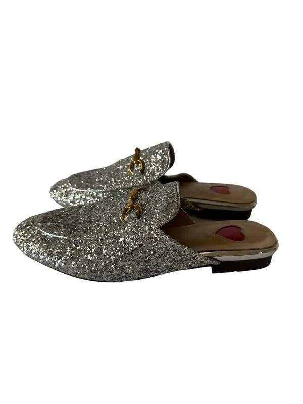 ARQA Womens Silver Glitter Loafer Mules Size 36/6 - Image 6
