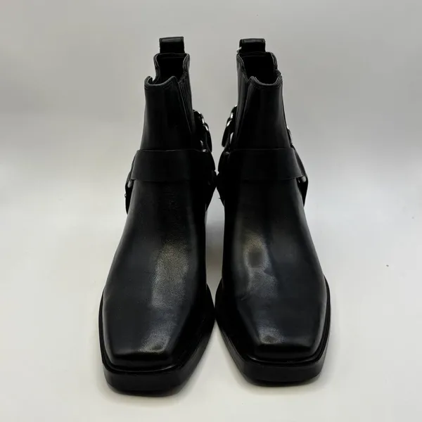 Sam Edelman Bellamie‎ Leather Ankle Bootie Womens 6 Pull On Square Toe Black - Image 2