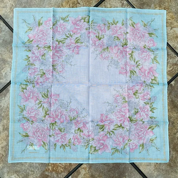 Lancel Paris Feminine Floral Cotton Scarf Pocket Square Handkerchief New - Image 5