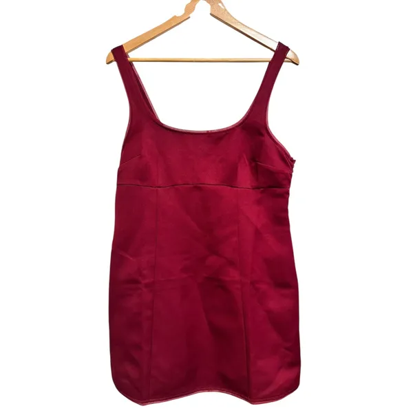 H&M Divided Mini‎ Dress Sleeveless Square Neck Maroon L NEW - Image 2