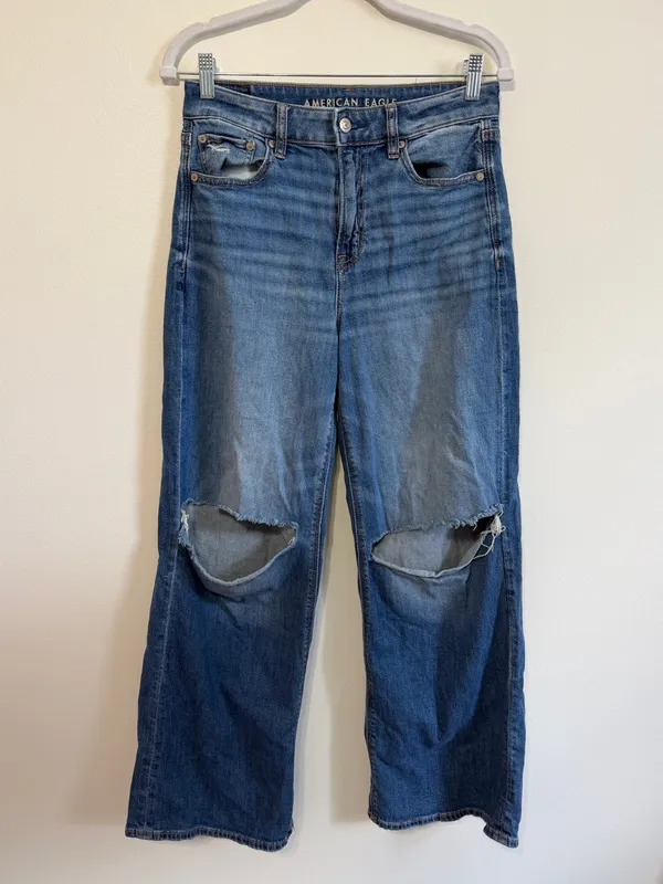American Eagle Super High-Rise Baggy Wide Leg Jeans Size 4 Short Oversized - Image 2