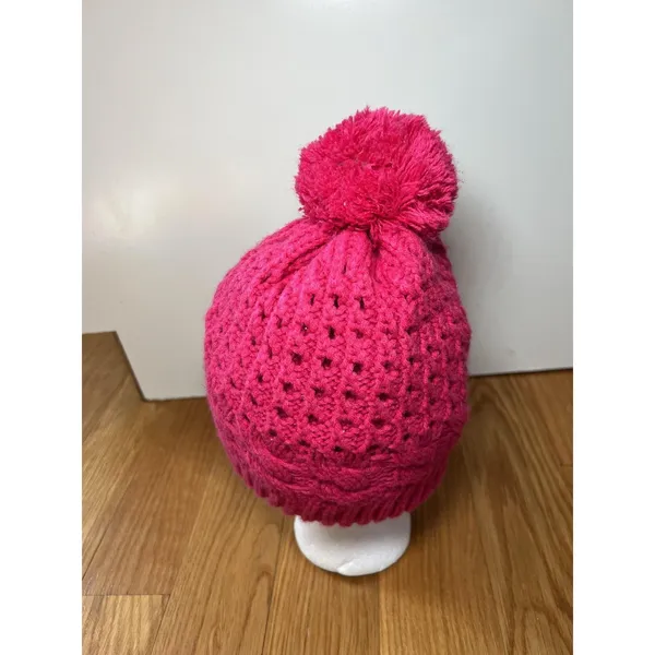 Pom Pom Knit Hat Beanie Womens One Size Pink Cable Bobble Winter Soft Warm - Image 3