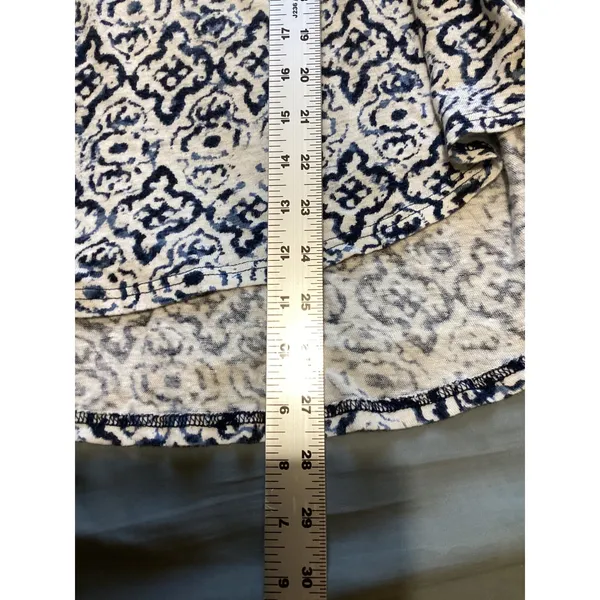 Athleta 100% Linen Tribal Print Racerback Tank Top Women Large Blue White - Image 7