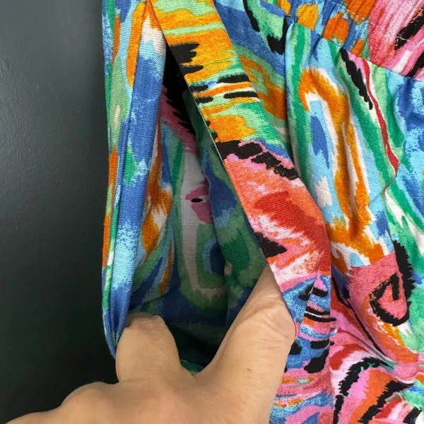 Caleooa Abstract Print Wide Leg Pants NWT Size L | Colorful Resort Palazzo Pant - Image 4