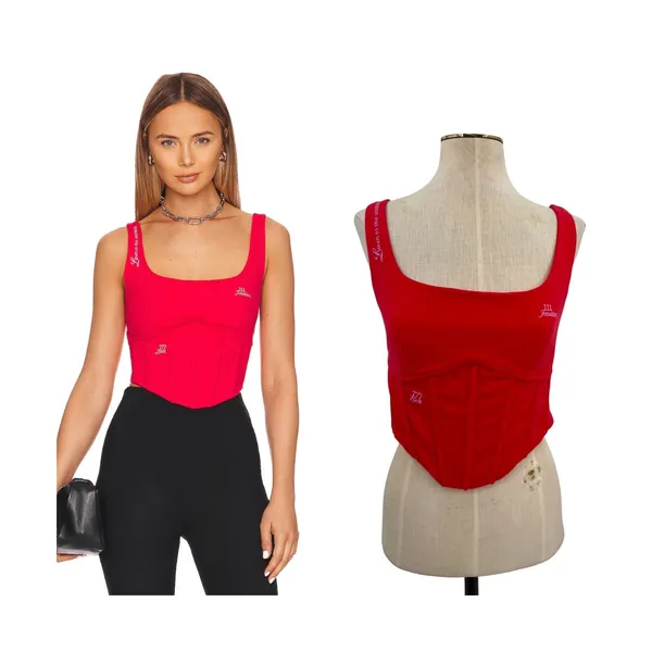 The Mayfair Group‎ Language of the Universe Corset Ember Red Graphic Top S/M - Image 2