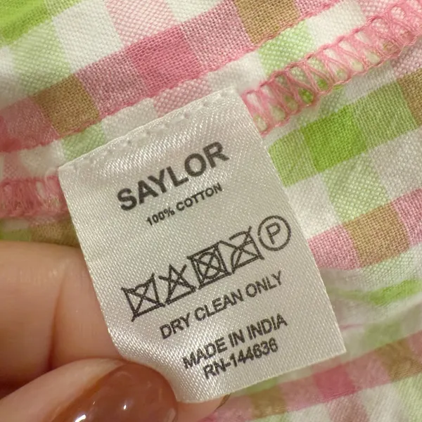 SAYLOR Lantana Dress size Small Pink and‎ Green Gingham Ruffle Mini - Image 8