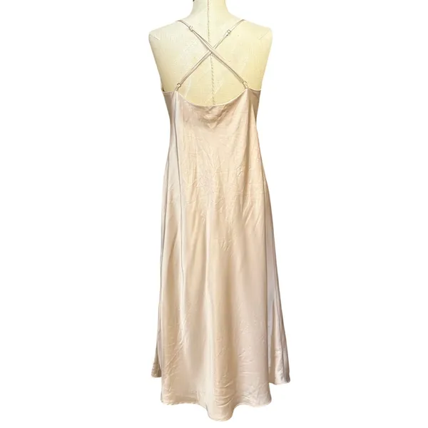 Show‎ Me Your Mumu L Verona Champagne Beige Satin Slip Dress Cowl Midi Wedding - Image 6