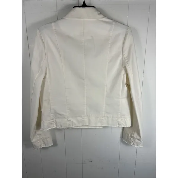 Pilcro by Anthropologie Fray Hem Blazer Ivory Double-Breasted Oversize Size XS - Image 5