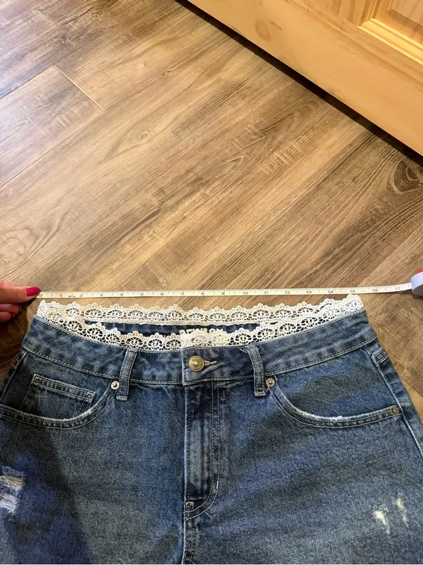 REWASH Lace Trim Denim Shorts - Image 2