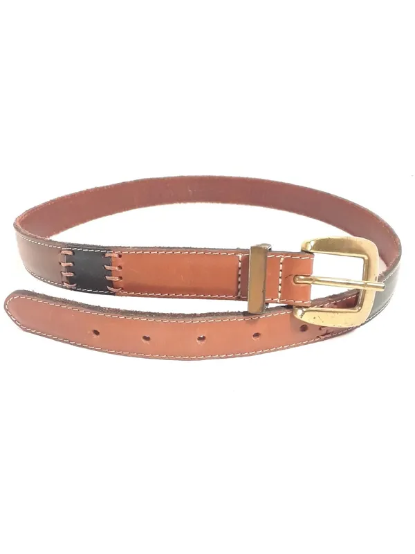 Fossil Patchwork Leather Belt - size Medium,Brown Blue Red BOHO western - Image 2
