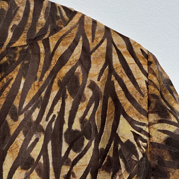 COLDWATER CREEK Size 12 Animal Print Brown Jacket Blazer Tiger Boho City Glam - Image 3