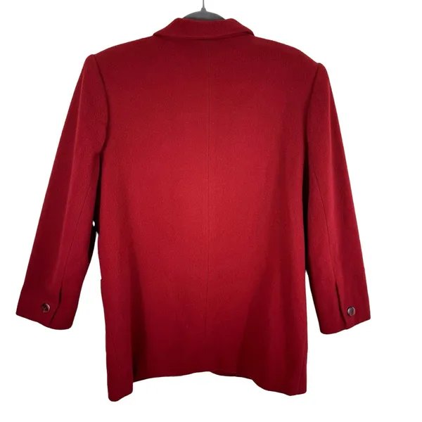 Eddie Bauer Vintage Red 100% Wool Lined Pea Coat Made In USA Women's Size Medium - Image 2