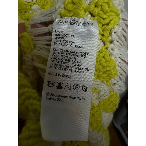Zimmermann Halcyon Crochet Cotton Mini Dress Sz. 1 (US S) - Image 10