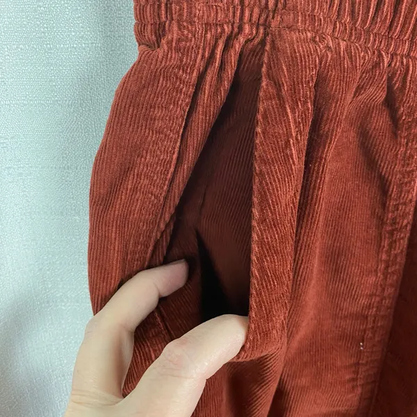 Old Navy Brick Red Corduroy High Rise Pull On Ankle Utility Pants Sz.M NWT - Image 9