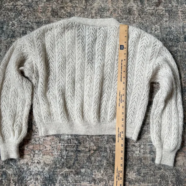 Free People Amelia Cardi Cream Alpaca Knit Button Front Cardigan Sweater S - Image 6