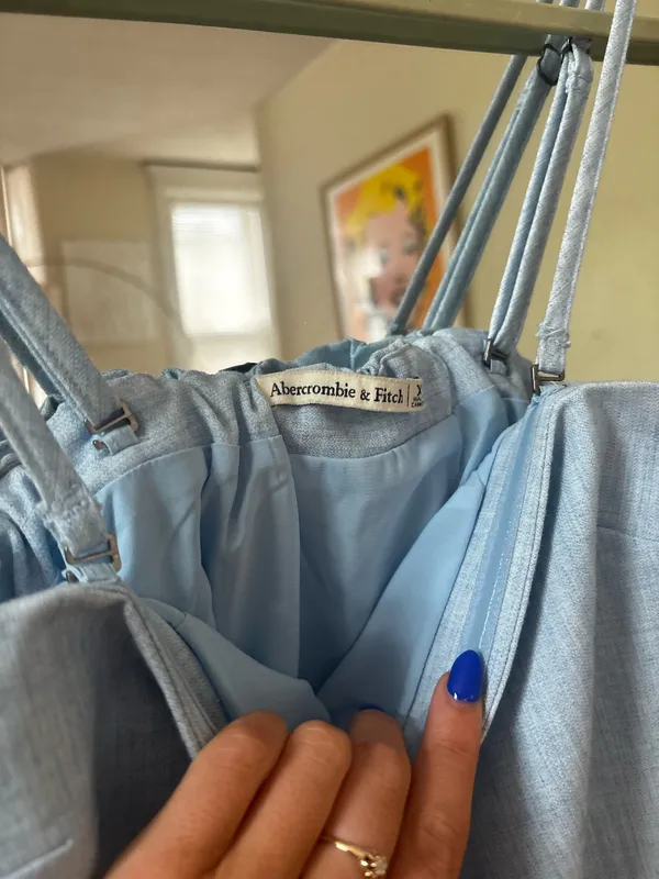 Abercrombie Linen Blend Top Removable Straps Blue - Image 4