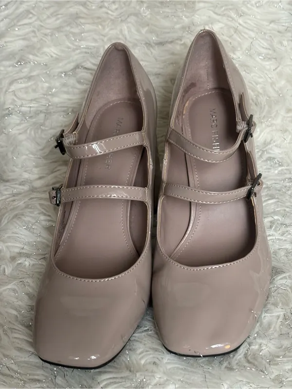 Marc Fisher Charisy Beige Women’s Tapered Patent Leather Block Heel Shoes Size8M - Image 12